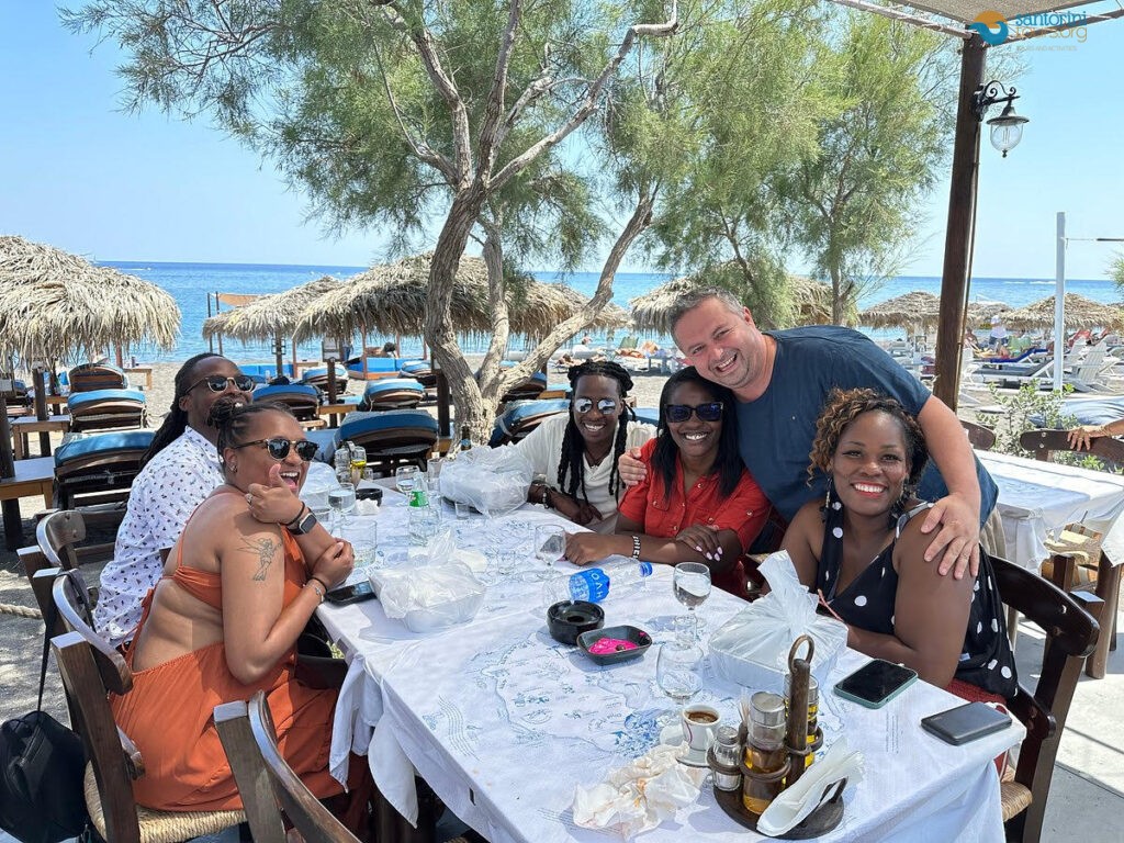 Santorini Private Impressive Tour with Local Snacks at the Black Sand Beach